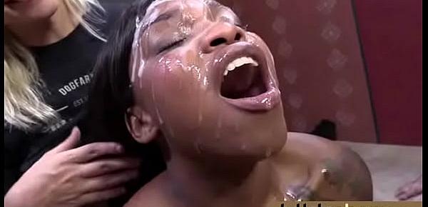  Dirty Ebony Whore Banged And Covered In Cum - Interracial 24